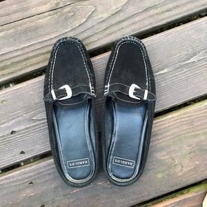 Harold’s Suede Slip-On Driving Moccasins Mules with Bling | Size 7.5